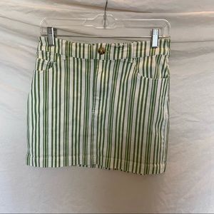 Green and white striped skirt